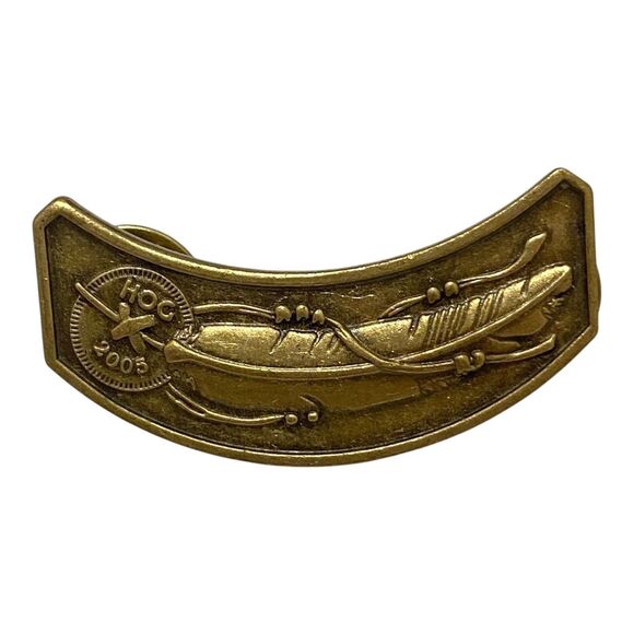 Vintage Harley Davidson Owners Group 2005 HOG Rocker Pin Bronze Tone 1.5 Inch - Picture 1 of 3